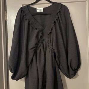 Black Ruffled Puff Sleeve Jumpsuit